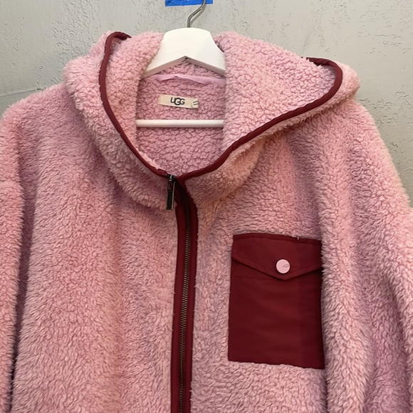 Ugg Kadence Fluffy Sherpa Oversized Relaxed Fit Hooded Teddy Jacket - Picture 4 of 10